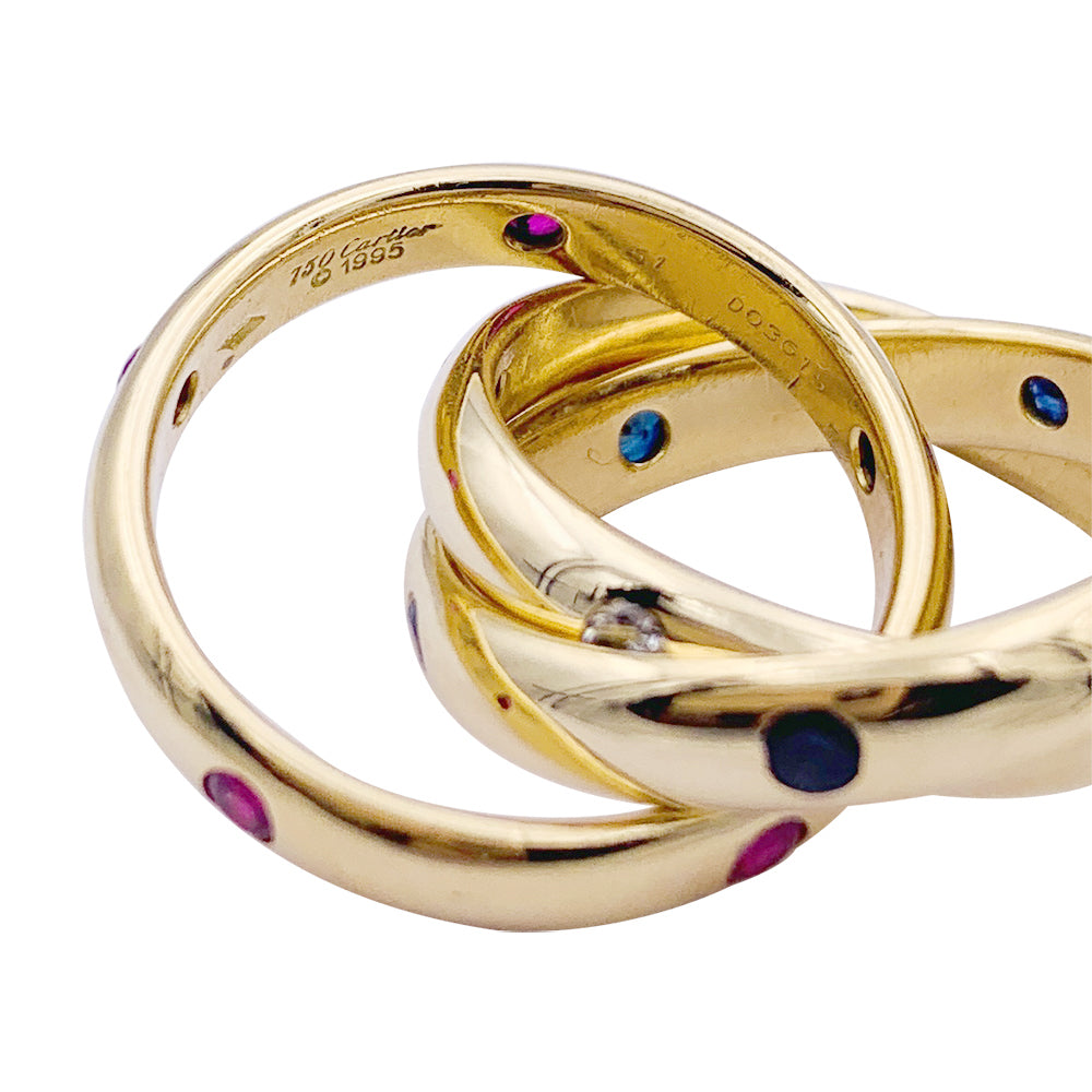 Bague Cartier, "Constellation", or jaune, gemmes de couleur.