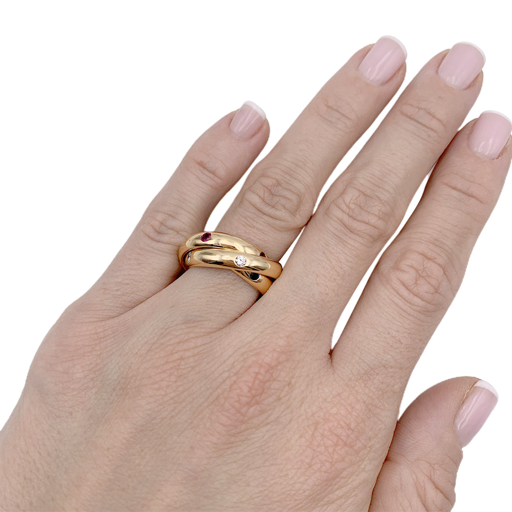 Bague Cartier, "Constellation", or jaune, gemmes de couleur.