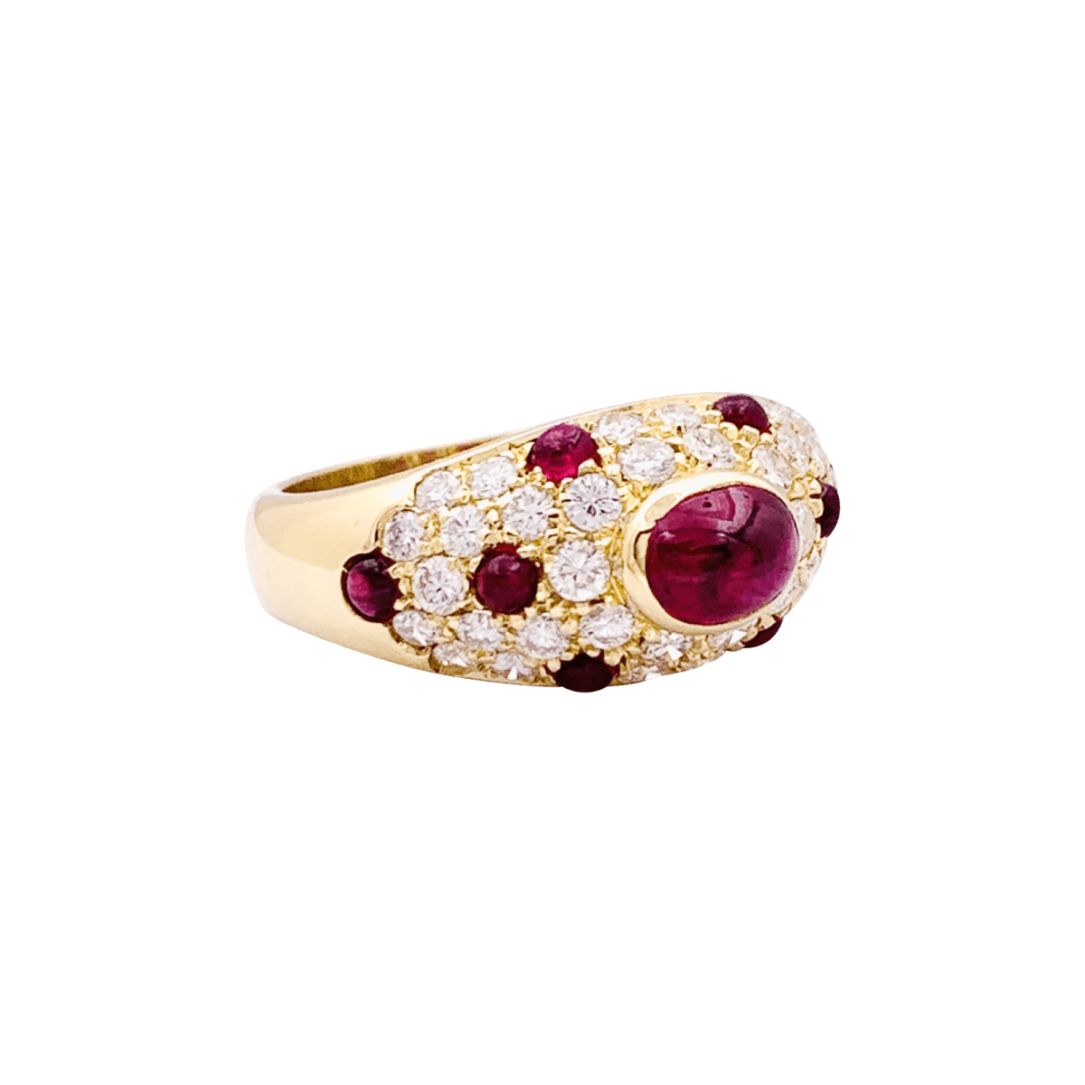 Bague Cartier, "Corinthe", or jaune, rubis, diamants. - Maison Eloe