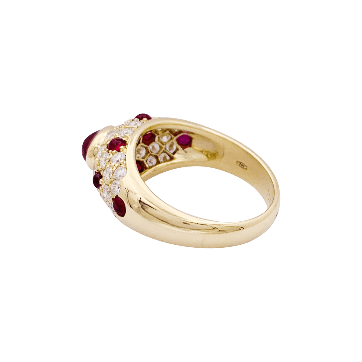 Bague Cartier, "Corinthe", or jaune, rubis, diamants. - Maison Eloe