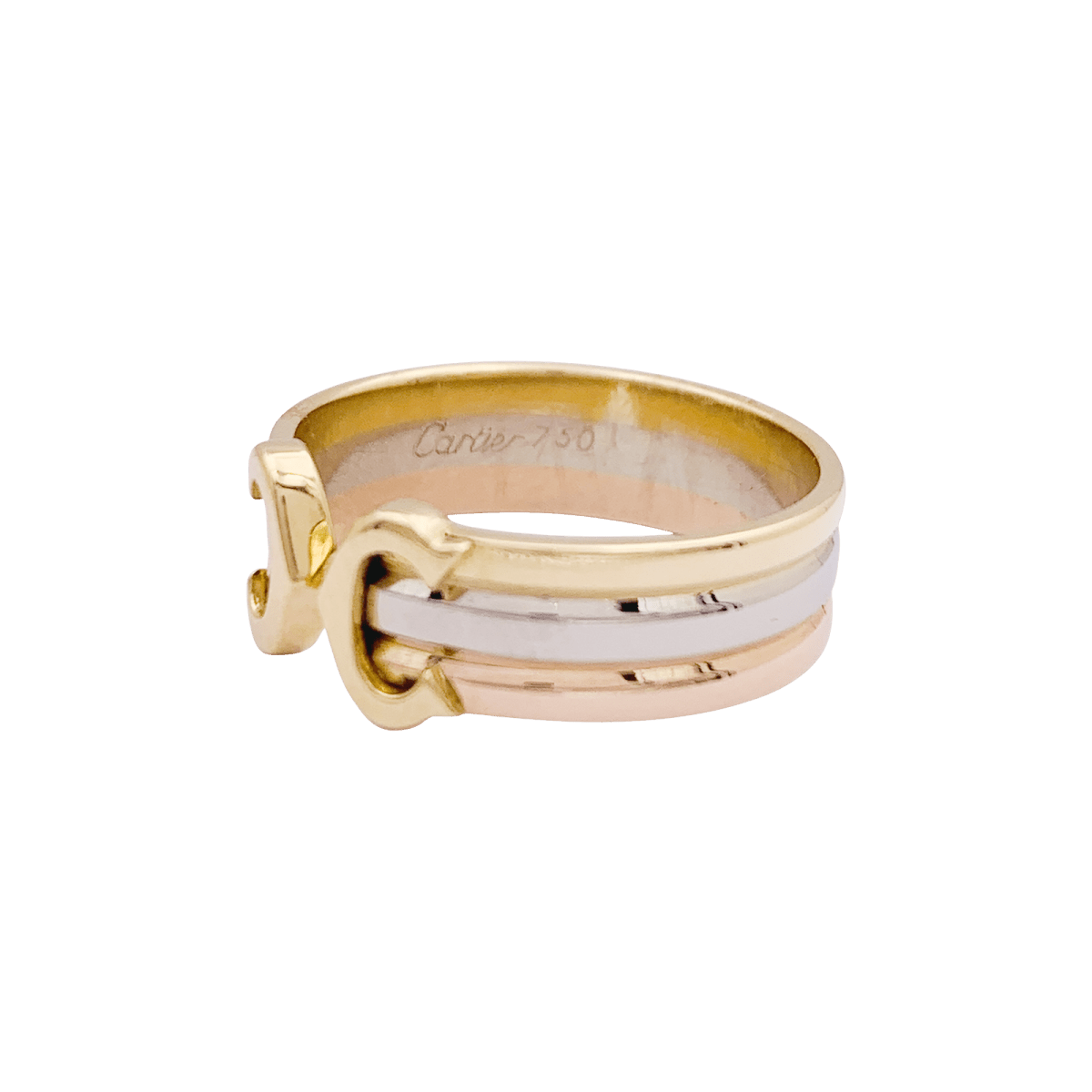 Bague Cartier, "Double C", trois tons d'or - Maison Eloe
