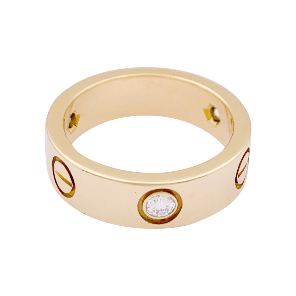 Cartier ring, "Love 3 diamonds", yellow gold, diamonds.