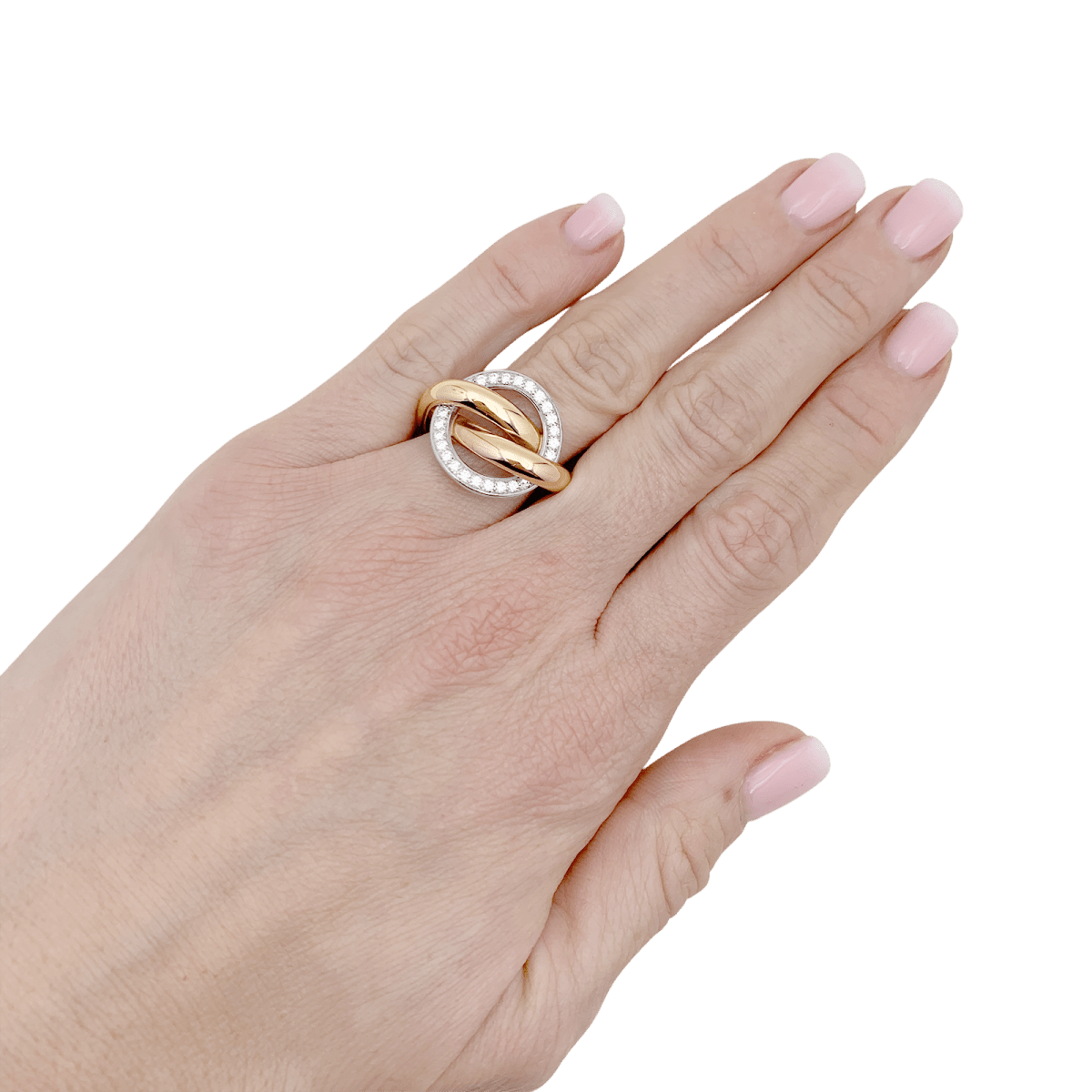 Bague Cartier "Trinity Crash" trois ors, diamants. - Maison Eloe