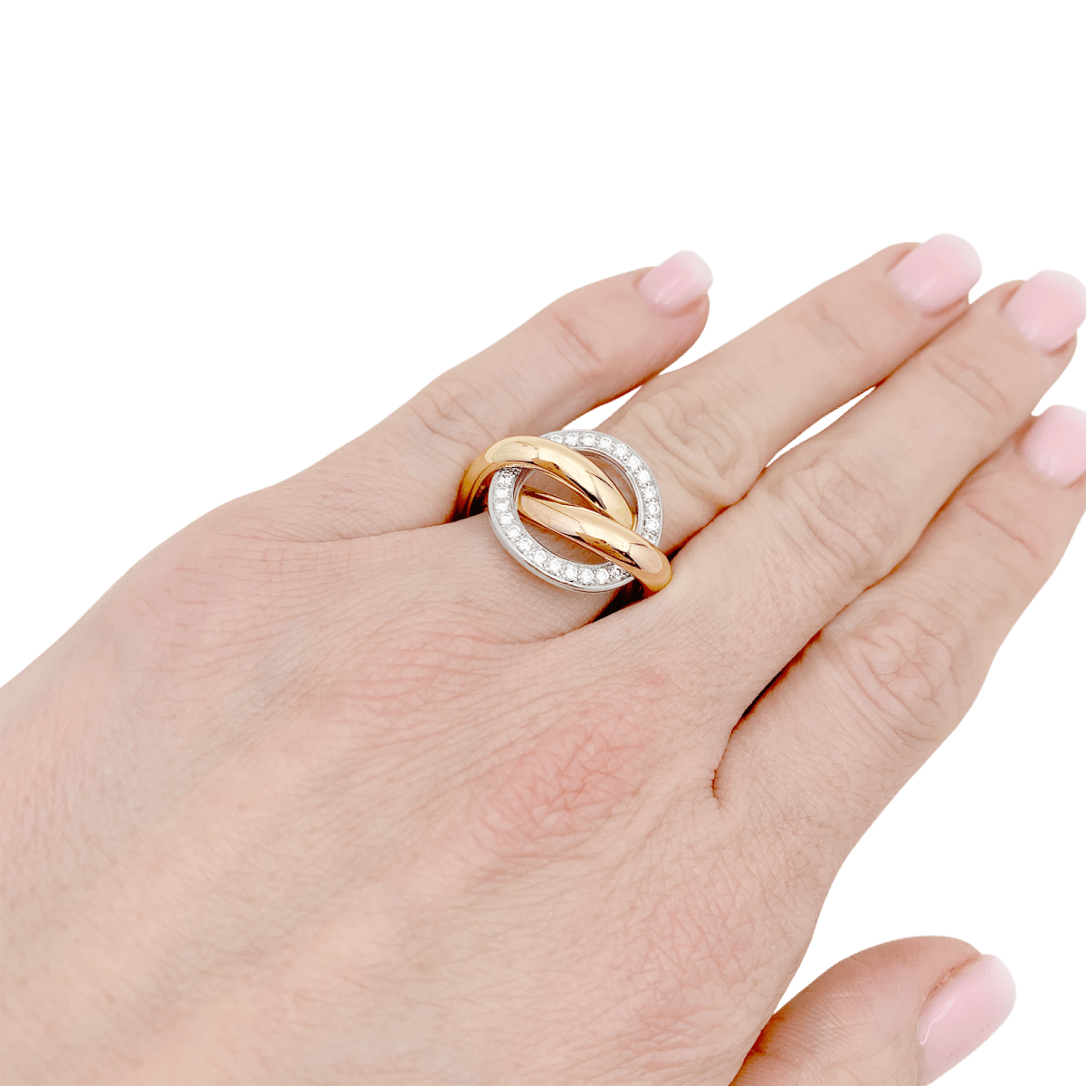 Bague Cartier "Trinity Crash" trois ors, diamants. - Maison Eloe