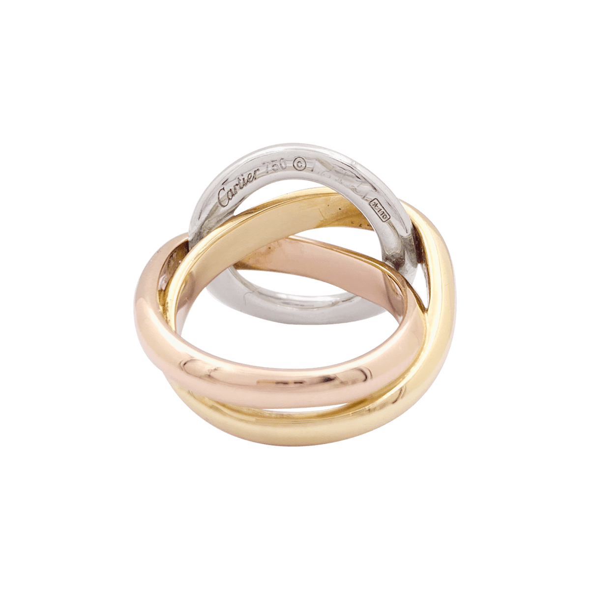 Bague Cartier "Trinity Crash" trois ors, diamants. - Maison Eloe
