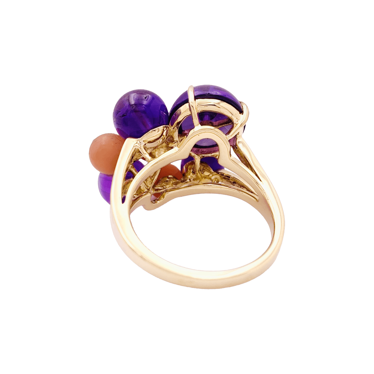 Bague Cartier, "Délices de Goa", or jaune, diamant, corail, améthystes. - Maison Eloe