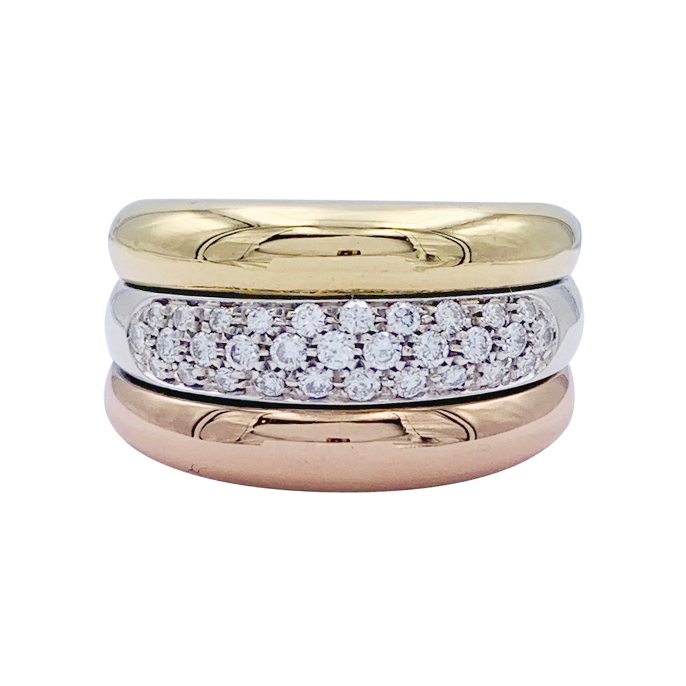 Bague Cartier trois ors et diamants.