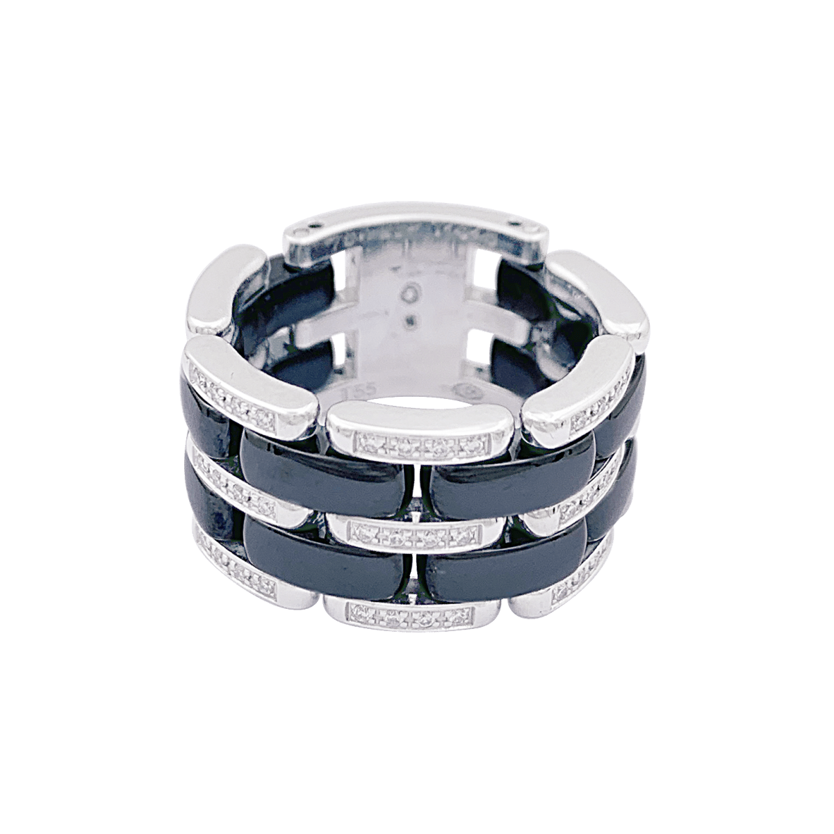 Bague Chanel,"Ultra", en or blanc, céramique noire et diamants. - Maison Eloe