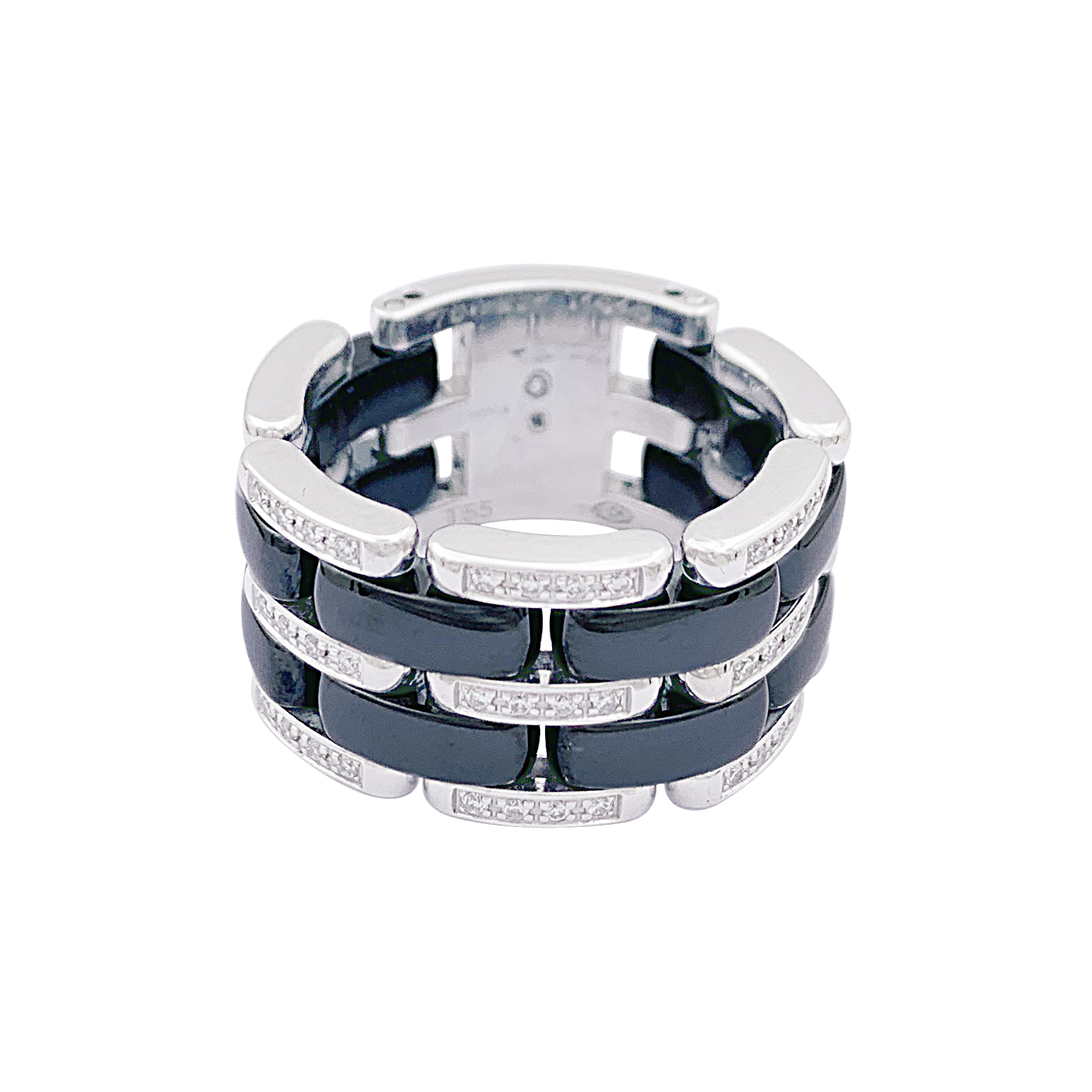 Chanel "Ultra" ring, in white gold, black ceramic and diamonds.