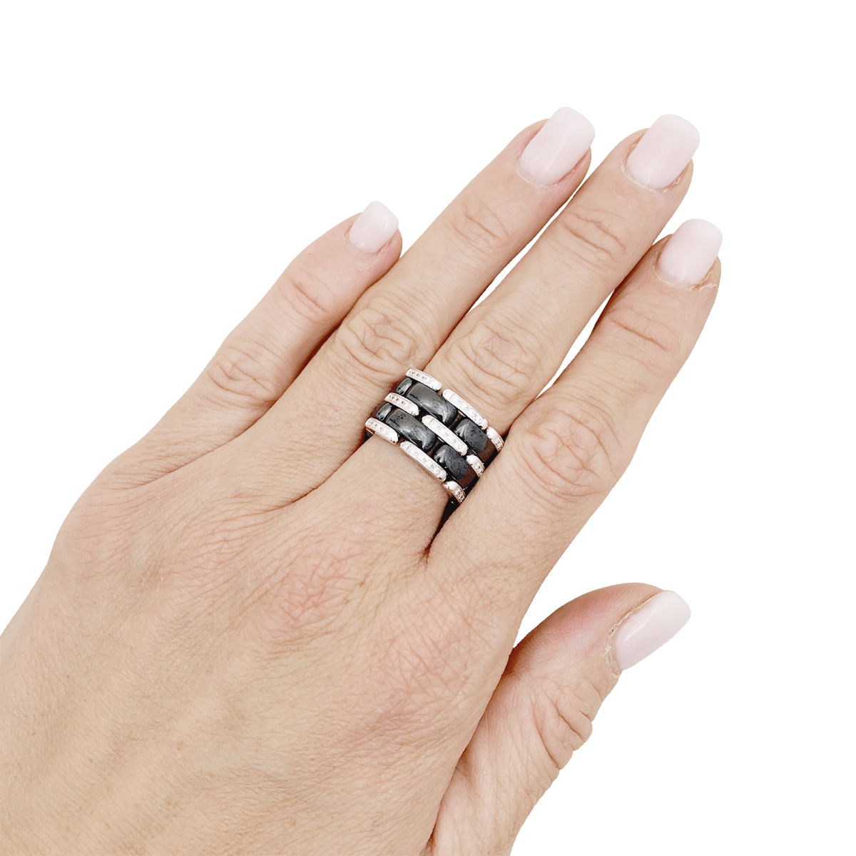 Bague Chanel,"Ultra", en or blanc, céramique noire et diamants. - Maison Eloe