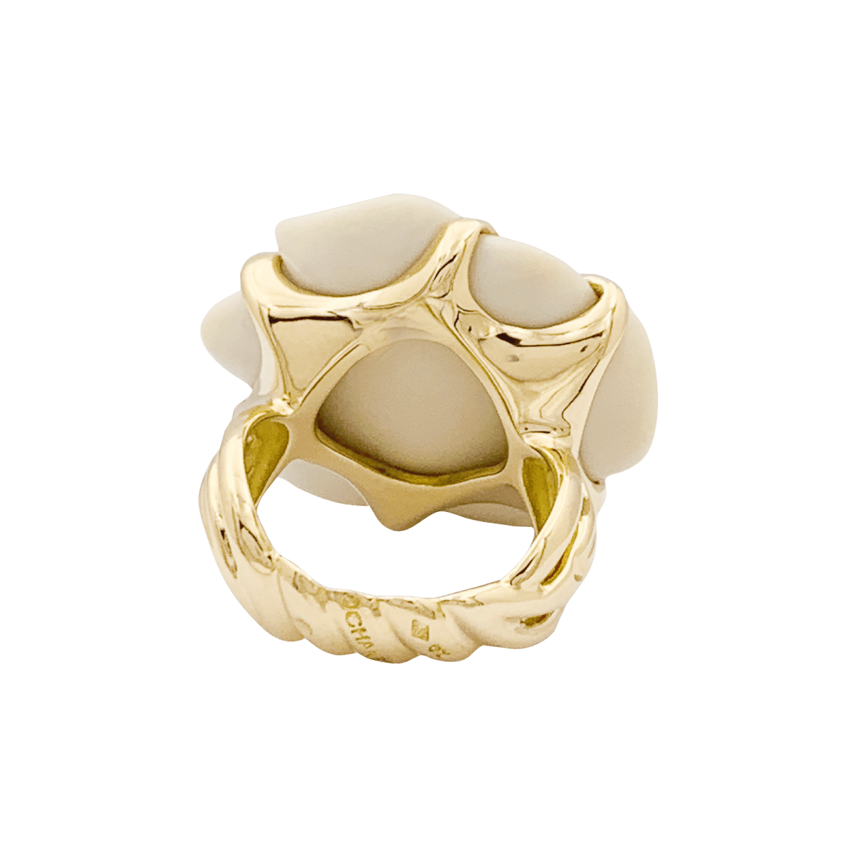 Bague Chanel, "Camélia", or jaune, agate. - Maison Eloe