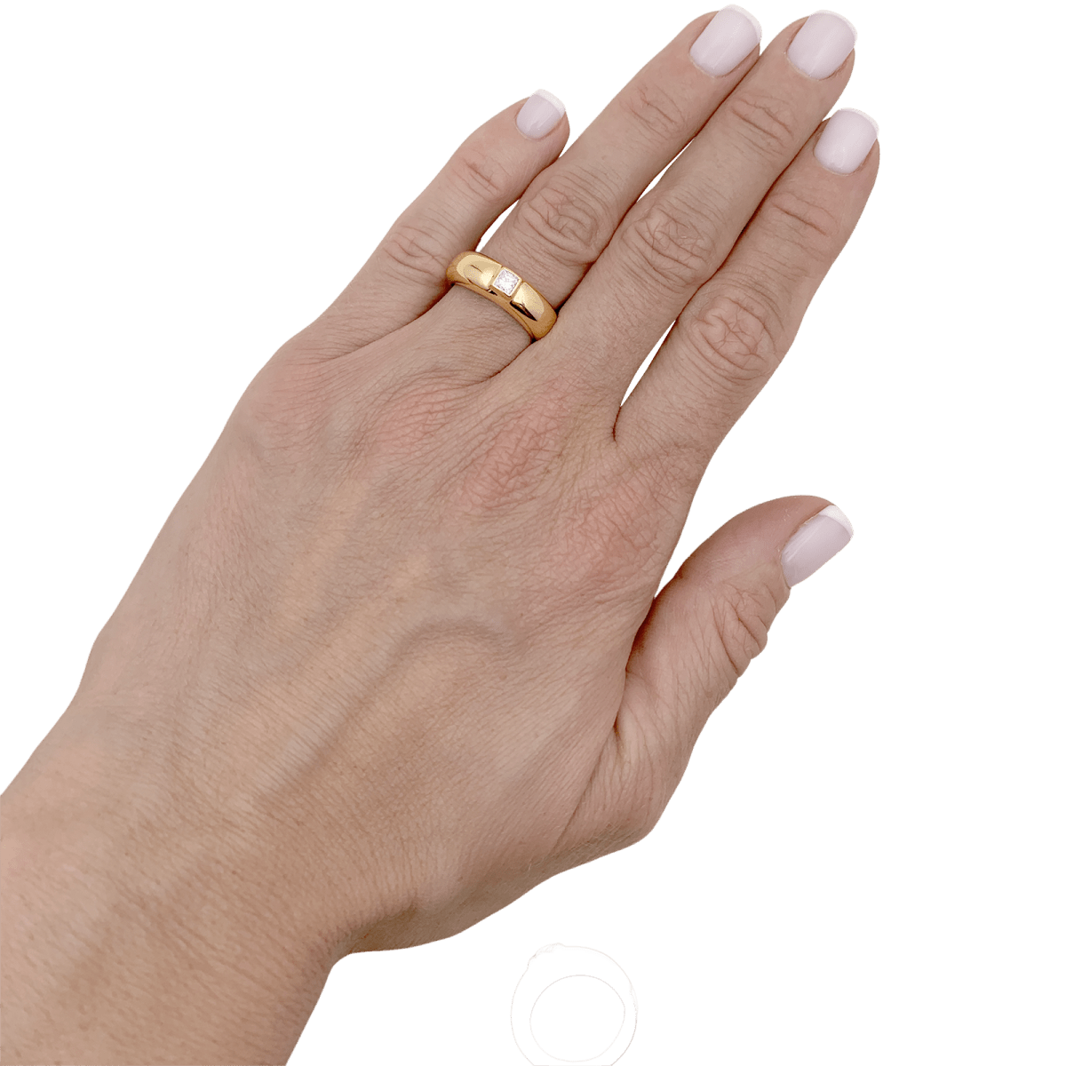 Bague Chaumet, "Anneau", or jaune, diamant princesse. - Maison Eloe
