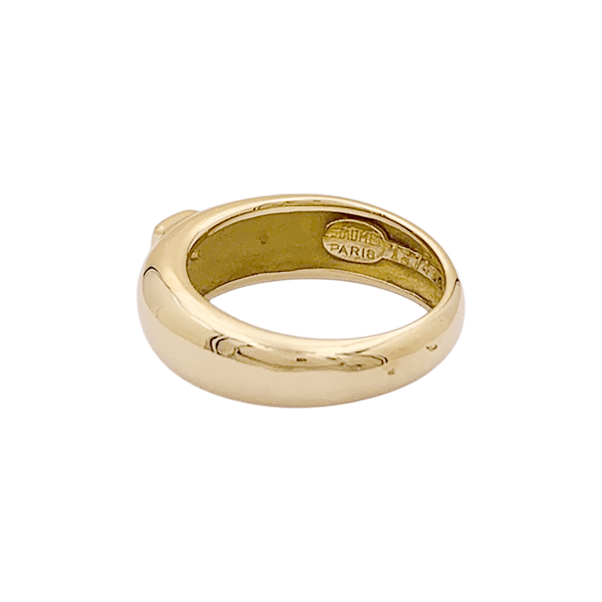Bague Chaumet, "Anneau", or jaune, diamant princesse. - Maison Eloe