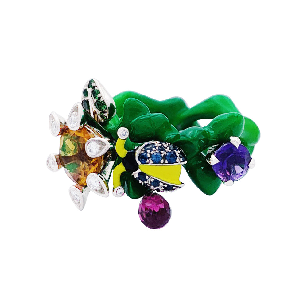 Dior ring, "Milly Carnivora", lacquer, diamonds, colored stones.
