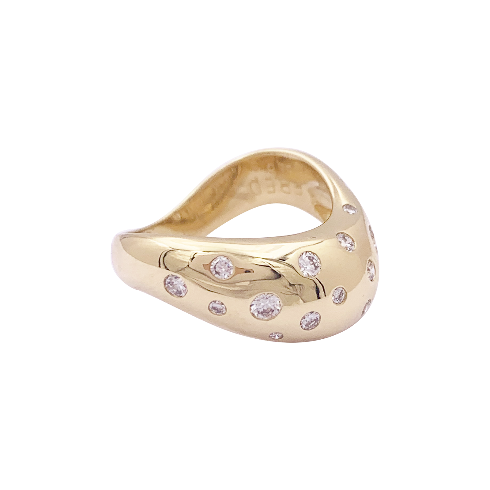 Fred "Mouvementée" ring in yellow gold and diamonds.