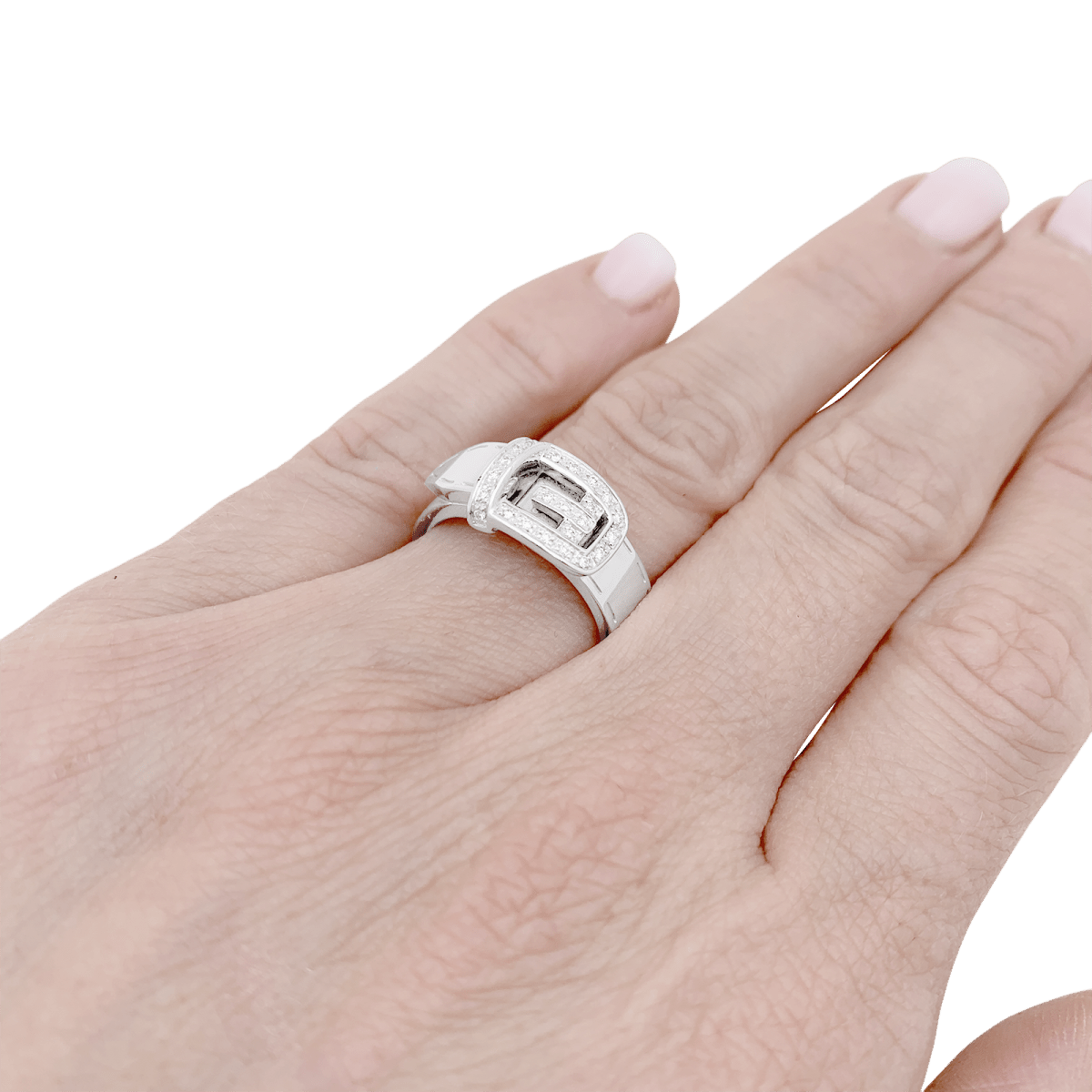 Bague Gucci "Ceinture" or blanc, diamants. - Maison Eloe