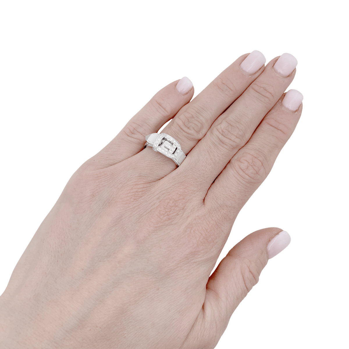 Bague Gucci "Ceinture" or blanc, diamants. - Maison Eloe