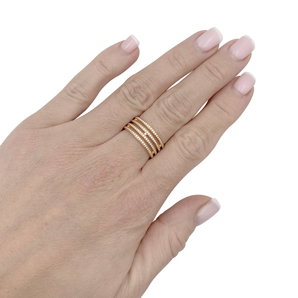 Hermès ring, "Ariane", pink gold, diamonds.