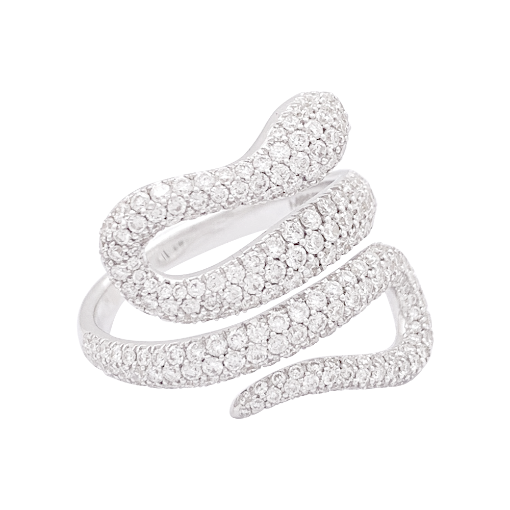 Messika "Snake" ring in white gold and diamonds.