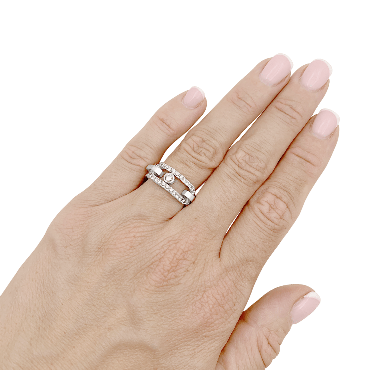 Bague Messika, "Move Link", or blanc, diamants. - Maison Eloe