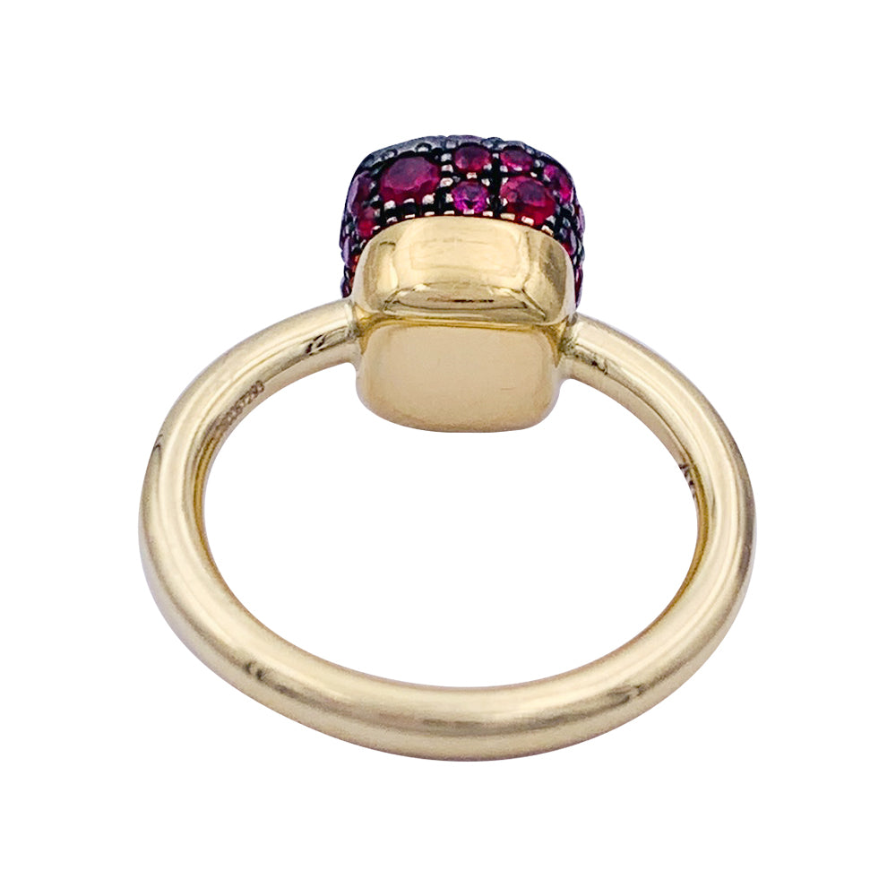 Pomellato ring, "Nudo", two golds, rubies.