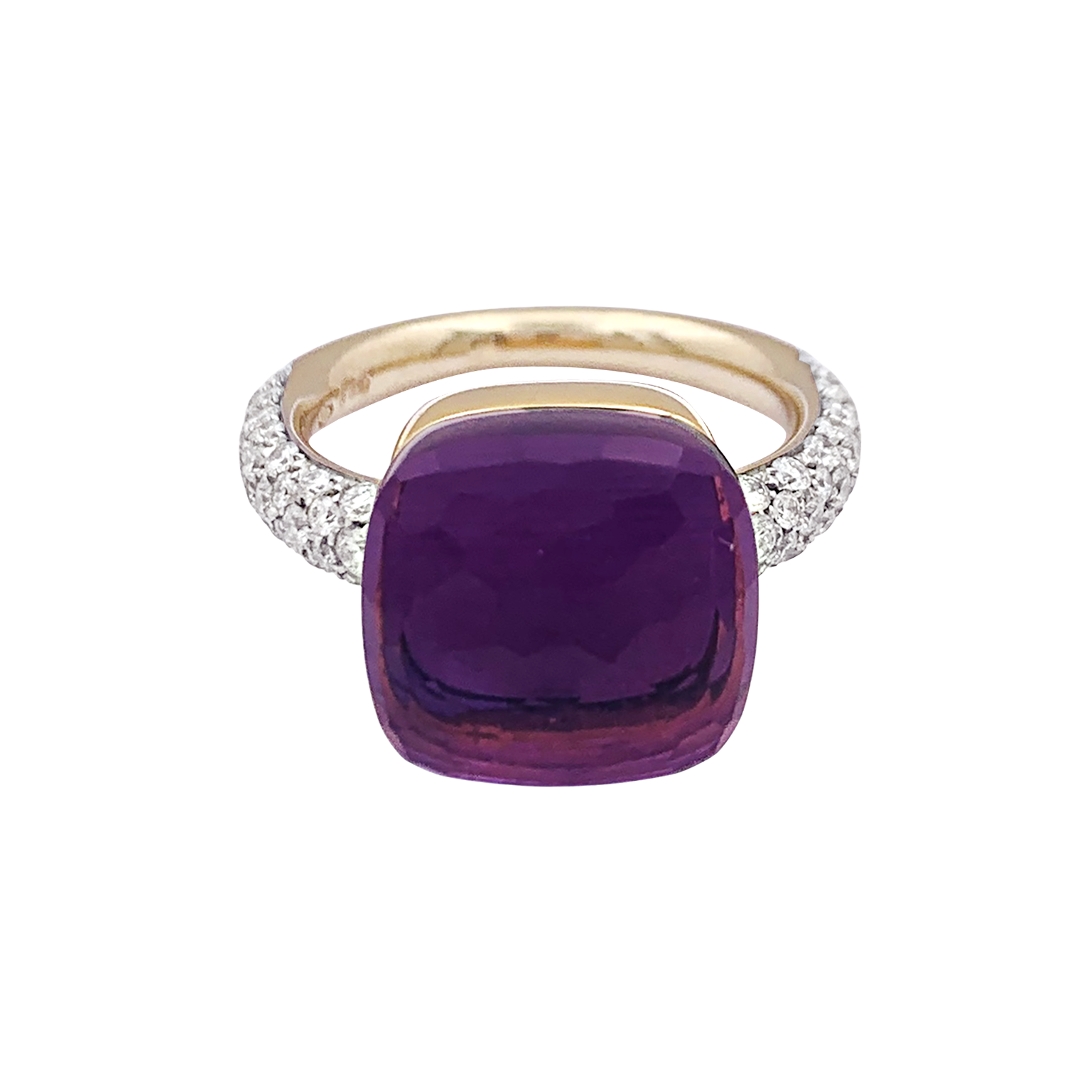 Pomellato ring, "Nudo Maxi", amethyst, diamonds, two golds.