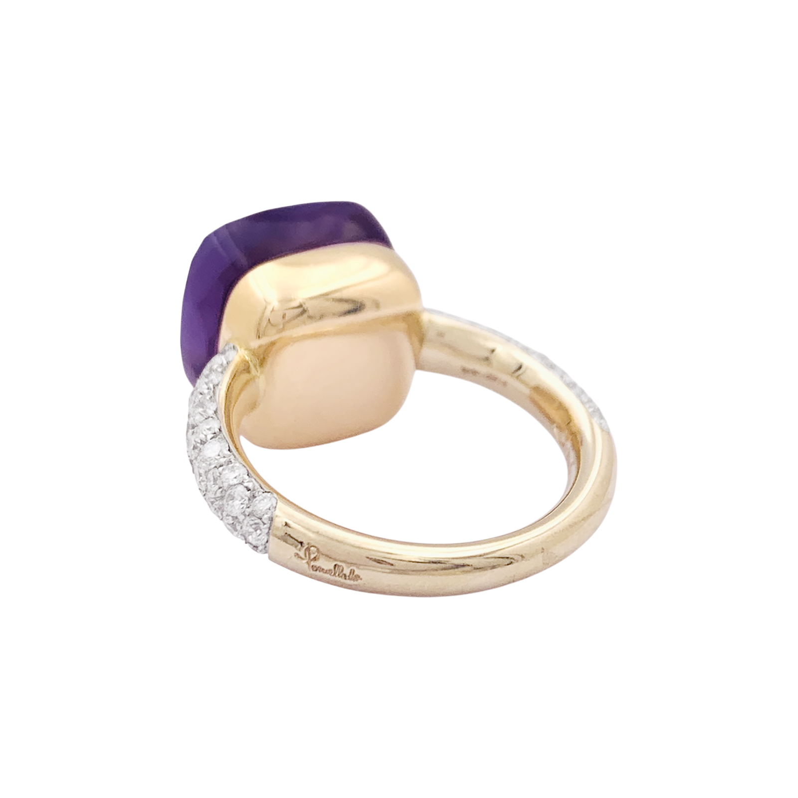 Pomellato ring, "Nudo Maxi", amethyst, diamonds, two golds.