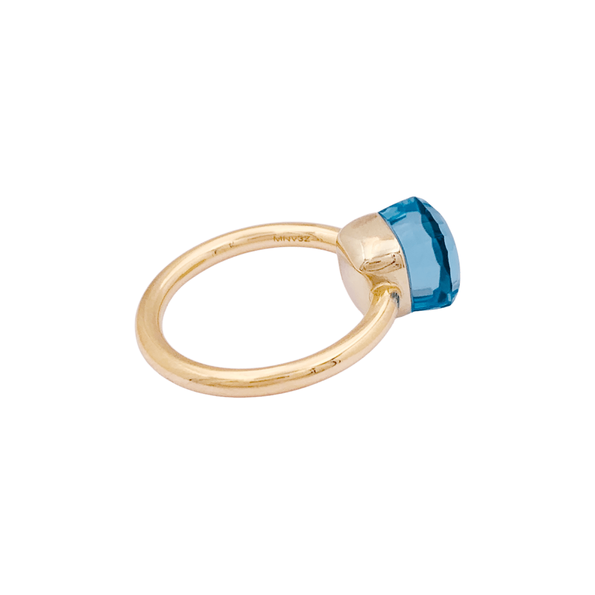 Bague Pomellato, "Nudo Petit", or rose, or blanc, topaze bleue. - Maison Eloe