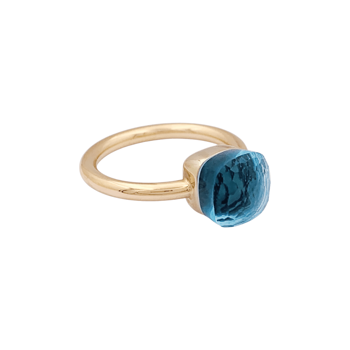 Bague Pomellato, "Nudo Petit", or rose, or blanc, topaze bleue. - Maison Eloe