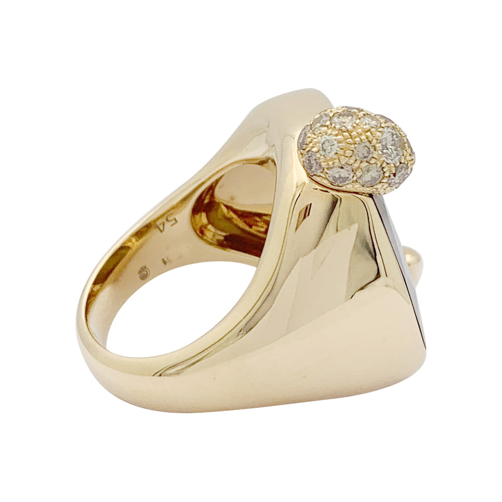 Pomellato "Ritratto" ring in pink gold, diamonds, tiger's eye.