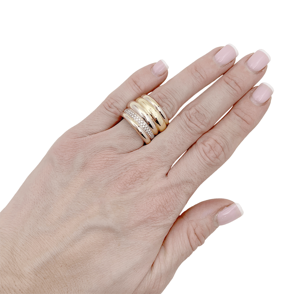 Bague Pomellato, "Tubolare", deux ors et diamants. - Maison Eloe