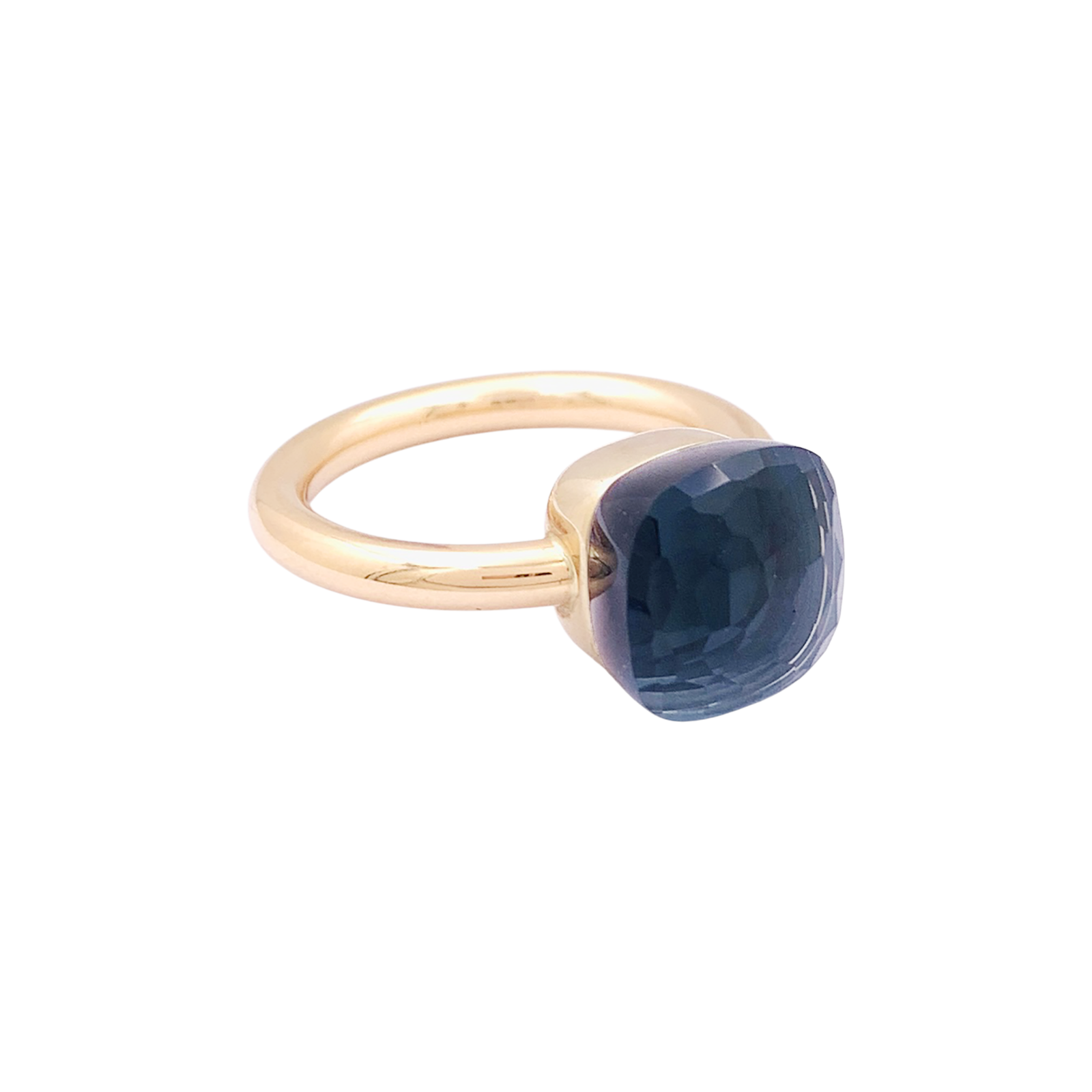 Pomellato ring, “Nudo Classic”, white gold, pink gold, London blue topaz.