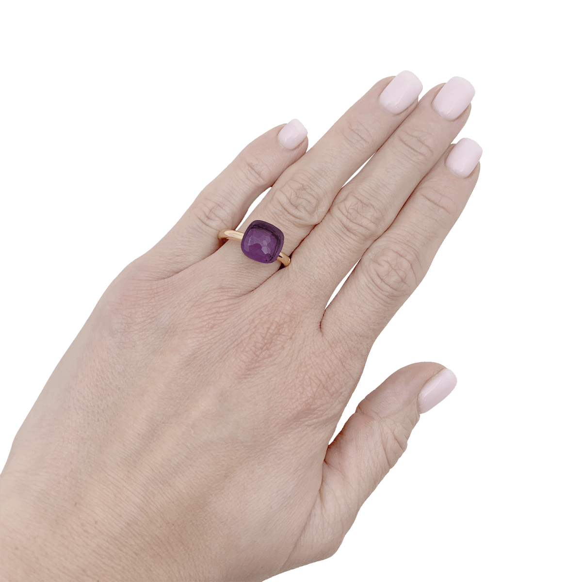 Bague Pomellato, collection "Nudo Classic", or rose et améthyste. - Maison Eloe