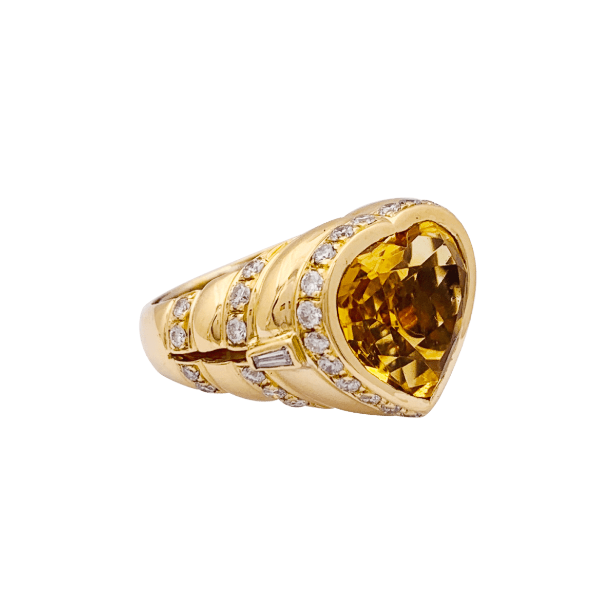 Bague Repossi "Coeur" or jaune, diamants, citrine. - Maison Eloe