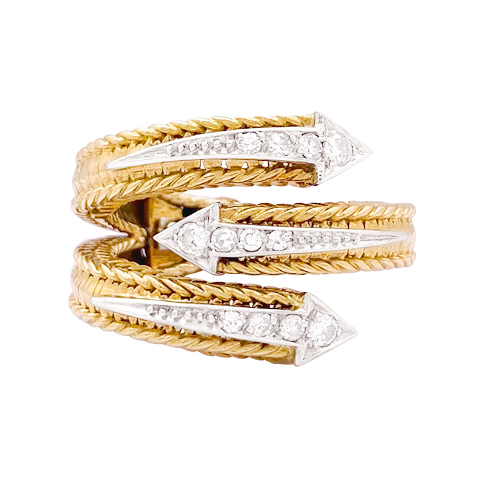 Sterlé ring in yellow gold, platinum, diamonds.
