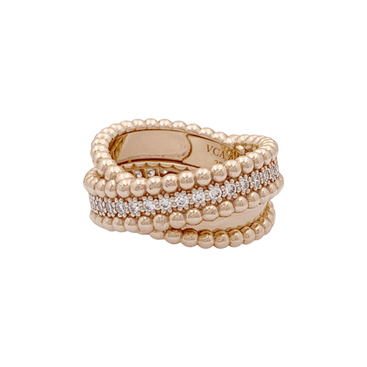 Bague VAN CLEEF ET ARPELS,"Duo Perlée", or rose, diamants. - Maison Eloe