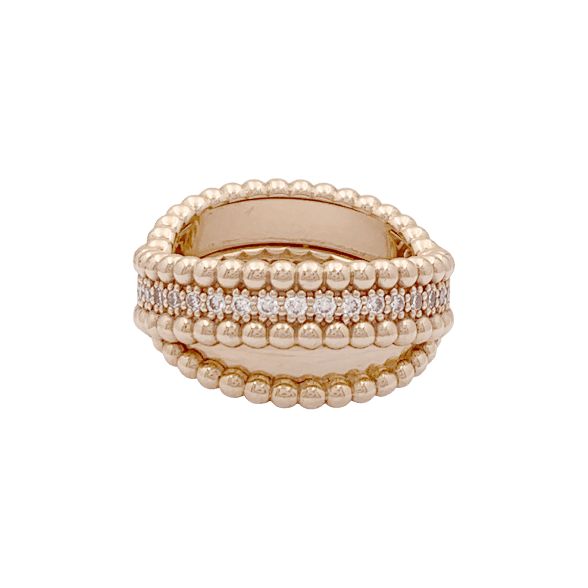 Bague VAN CLEEF ET ARPELS,"Duo Perlée", or rose, diamants. - Maison Eloe
