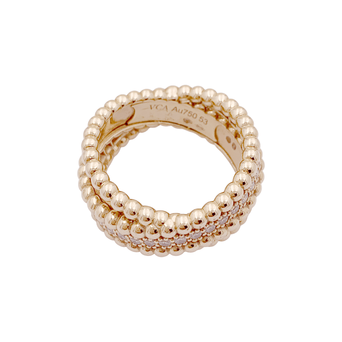 Bague VAN CLEEF ET ARPELS,"Duo Perlée", or rose, diamants. - Maison Eloe