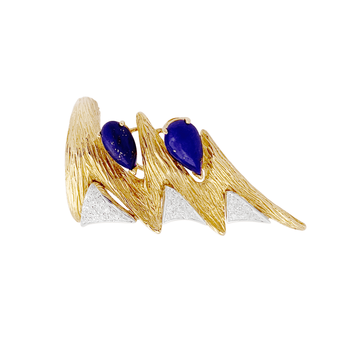 Bague "éclair" deux tons d'or 750/000, lapis lazuli et diamants. - Maison Eloe