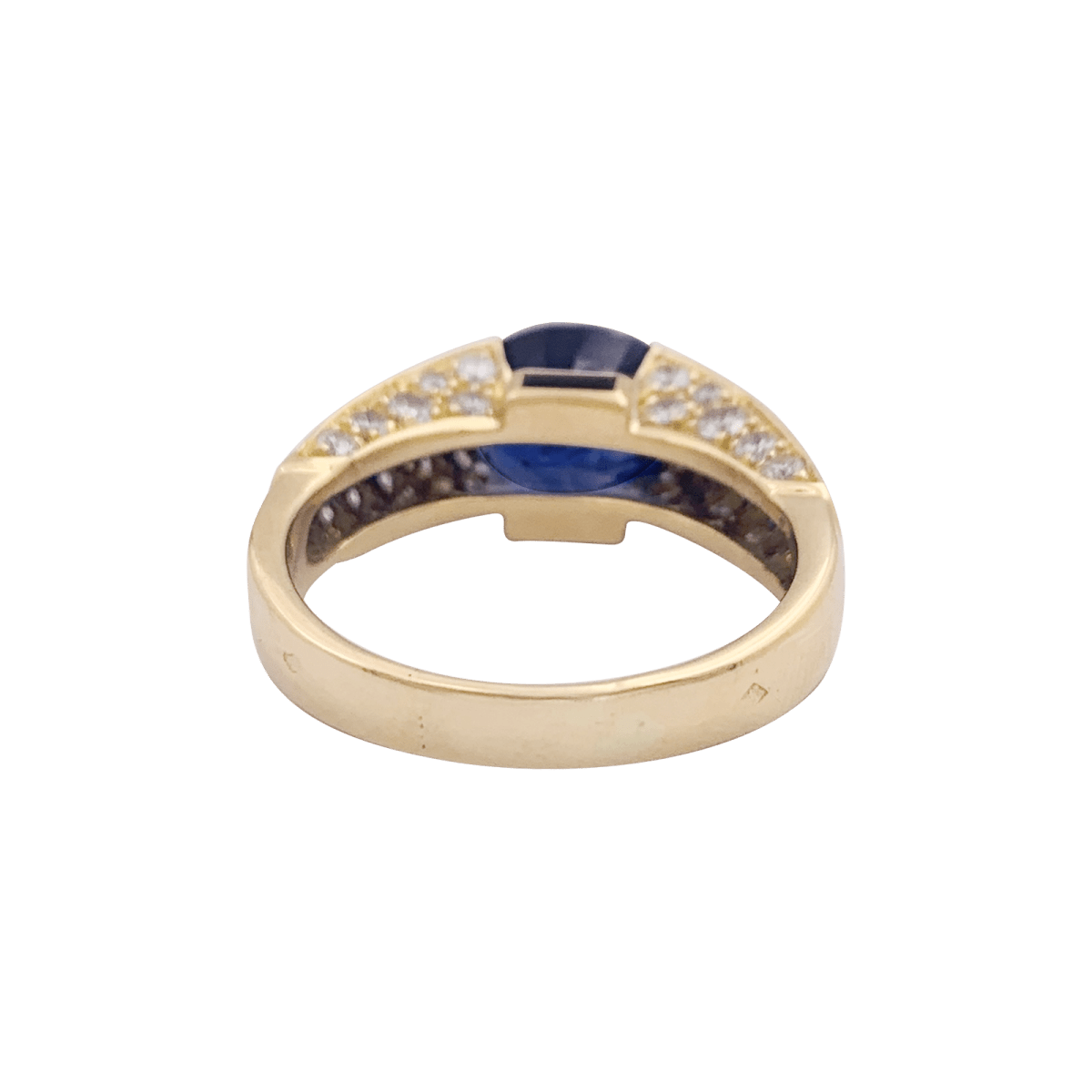Bague vintage O.J. Perrin or jaune, diamants, saphirs. - Maison Eloe