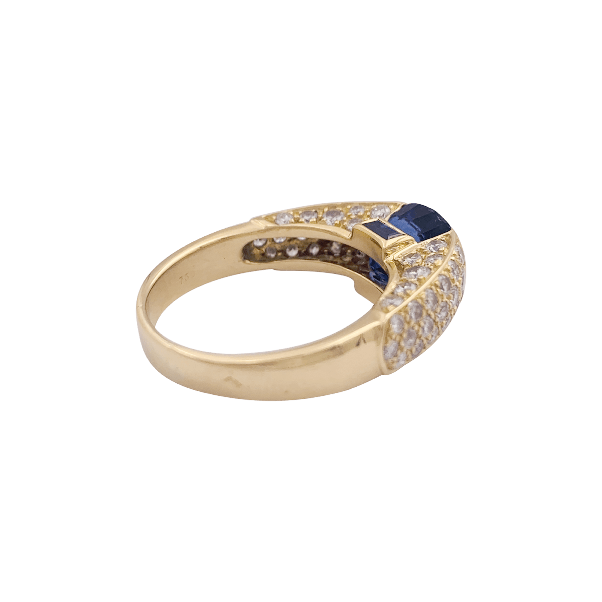 Bague vintage O.J. Perrin or jaune, diamants, saphirs. - Maison Eloe