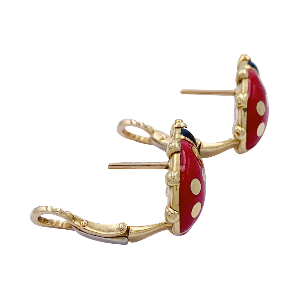 Cartier earrings, "Ladybugs", yellow gold, enamel.