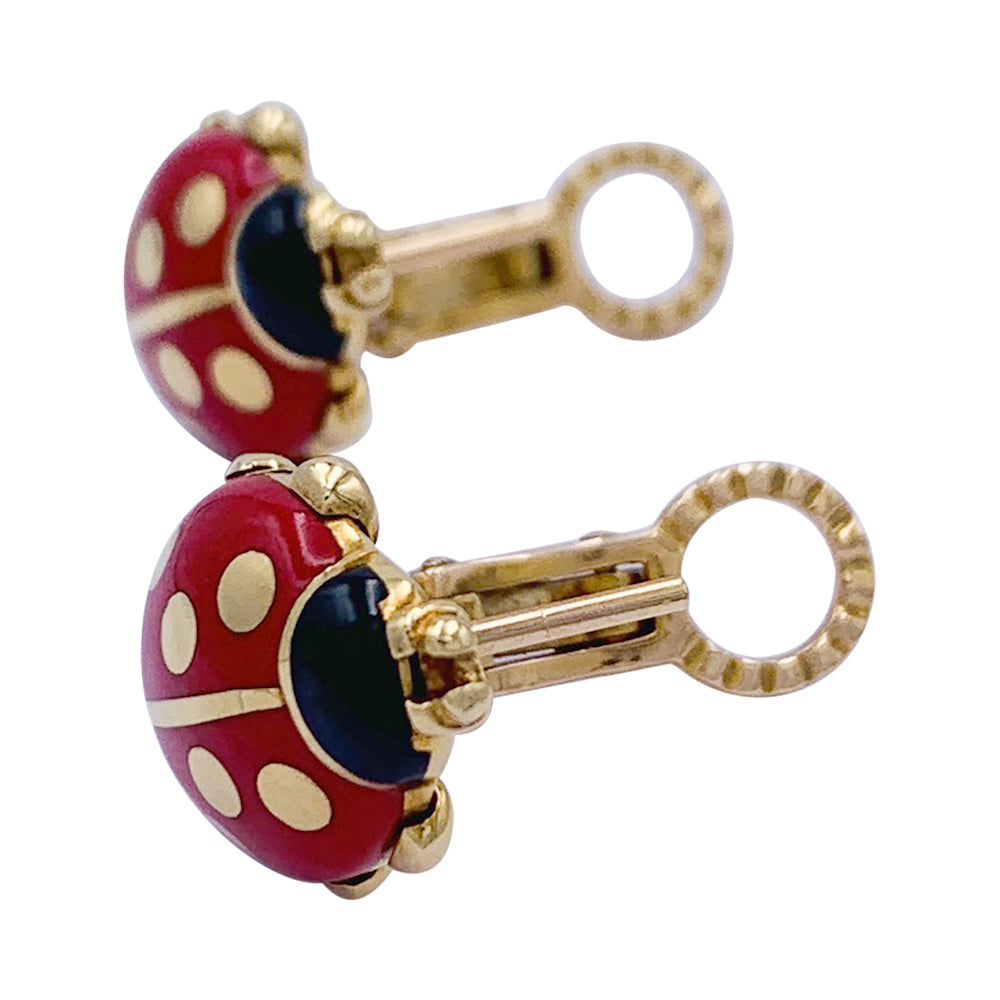 Cartier earrings, "Ladybugs", yellow gold, enamel.