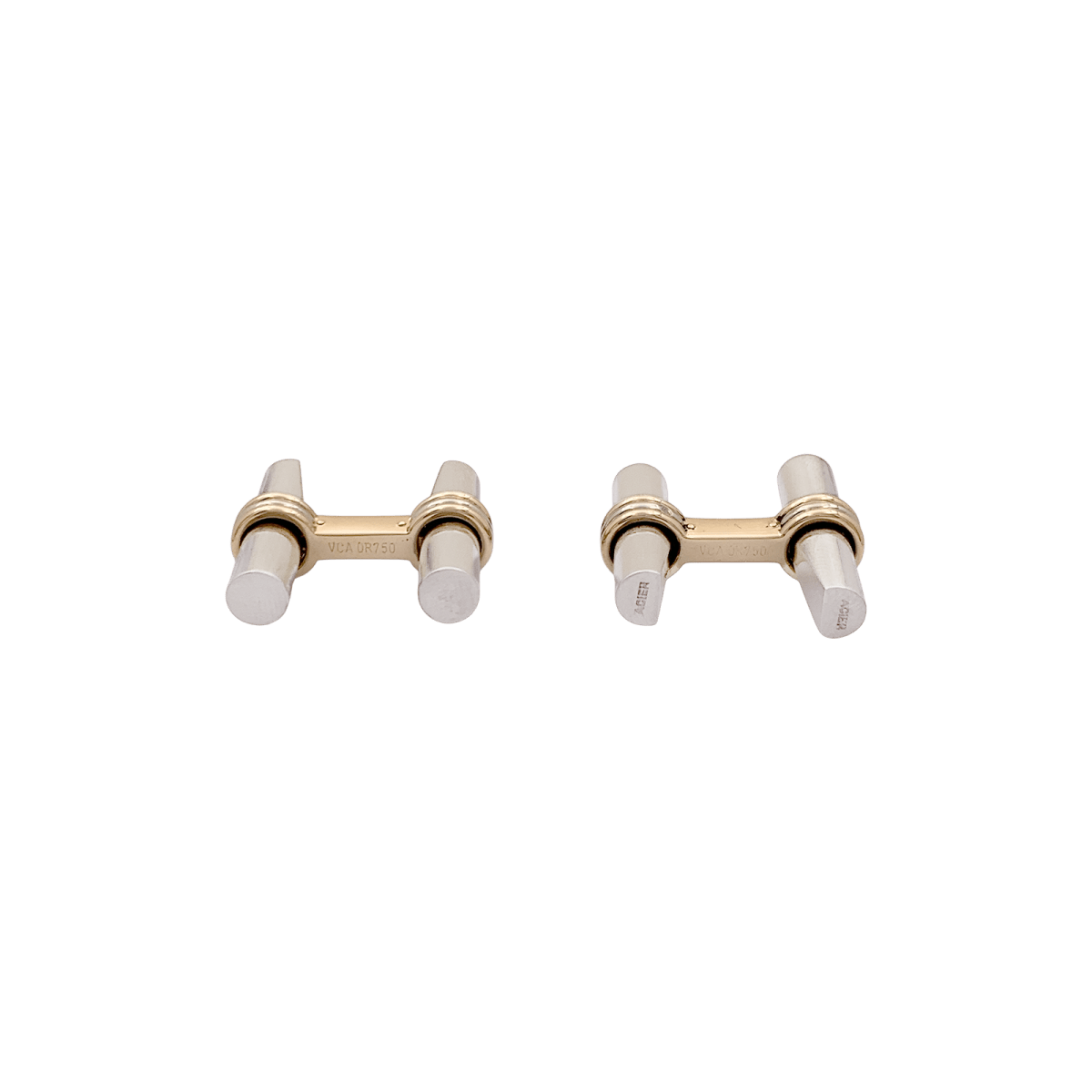 Boutons de manchette Van Cleef & Arpels en or jaune et acier. - Maison Eloe