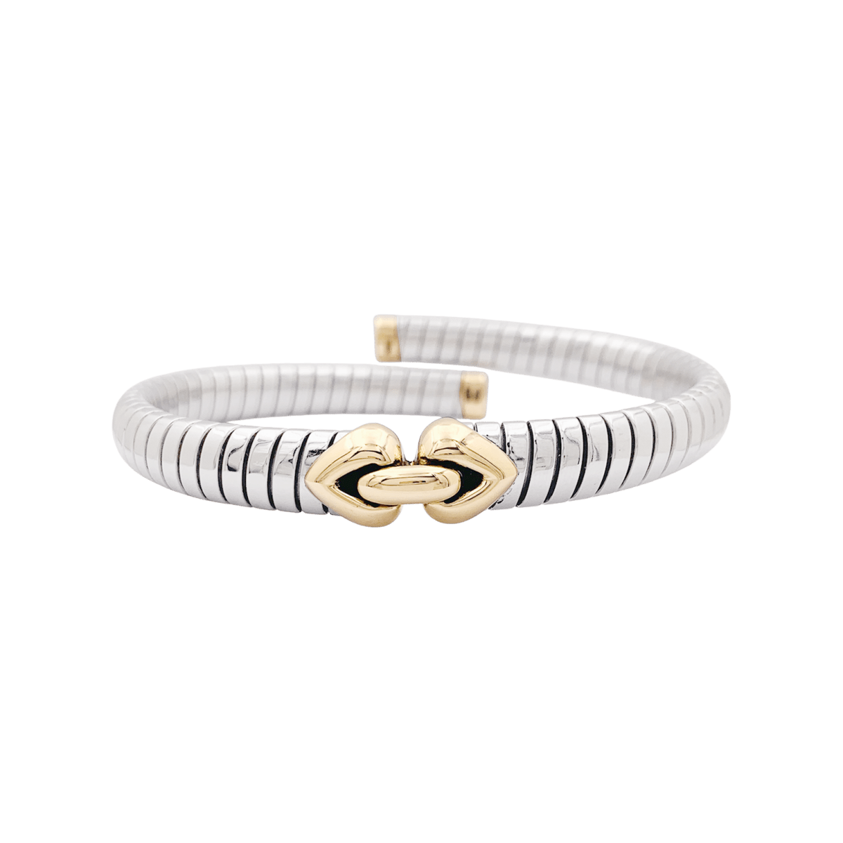 Bracelet Bulgari, "Doppio Cuore", or et acier. - Maison Eloe