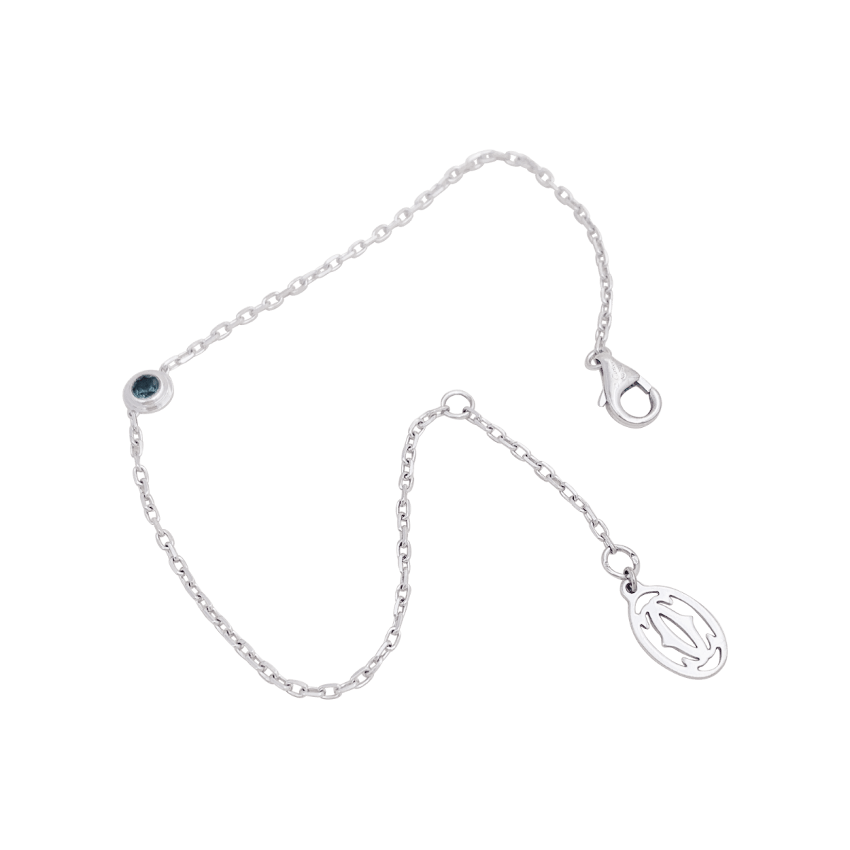 Bracelet Cartier "Cartier d'Amour" or blanc, saphir vert. - Maison Eloe