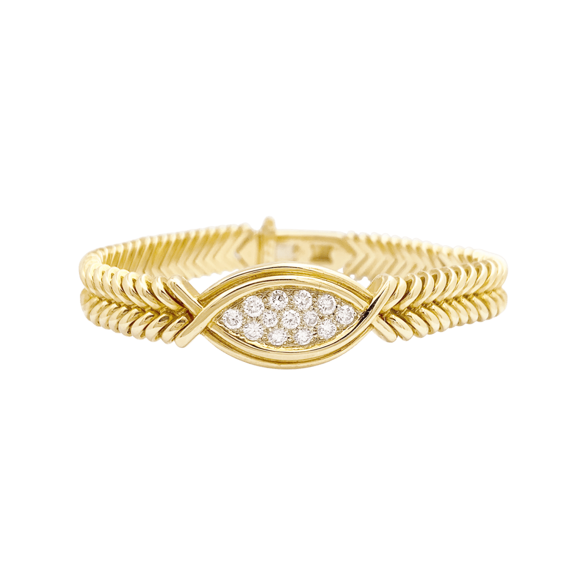 Bracelet vintage Fred or jaune, diamants. - Maison Eloe