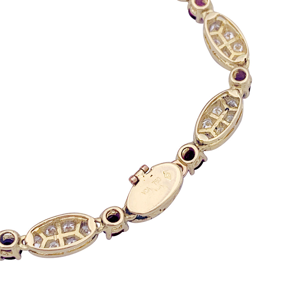 Vintage Van Cleef &amp; Arpels bracelet, diamonds, rubies, yellow gold.