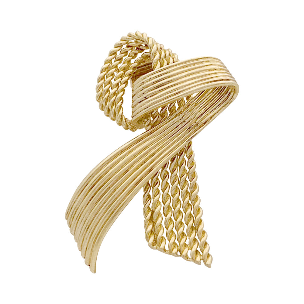 Vintage Mauboussin "Ribbon" brooch, yellow gold.