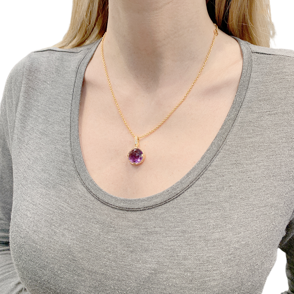Bulgari necklace, "Parentesi Cocktail", pink gold, amethyst, diamonds.